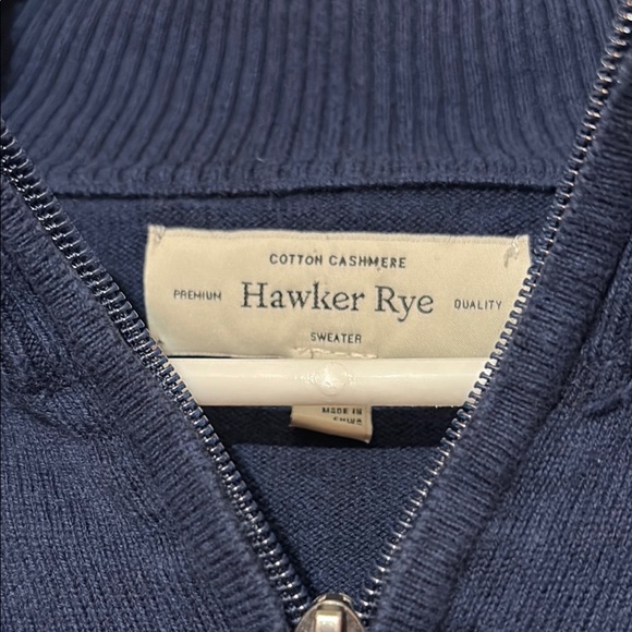 Hawker Rye Blue Zip Up Sweater with Stand-Up Collar - Picture 2 of 7